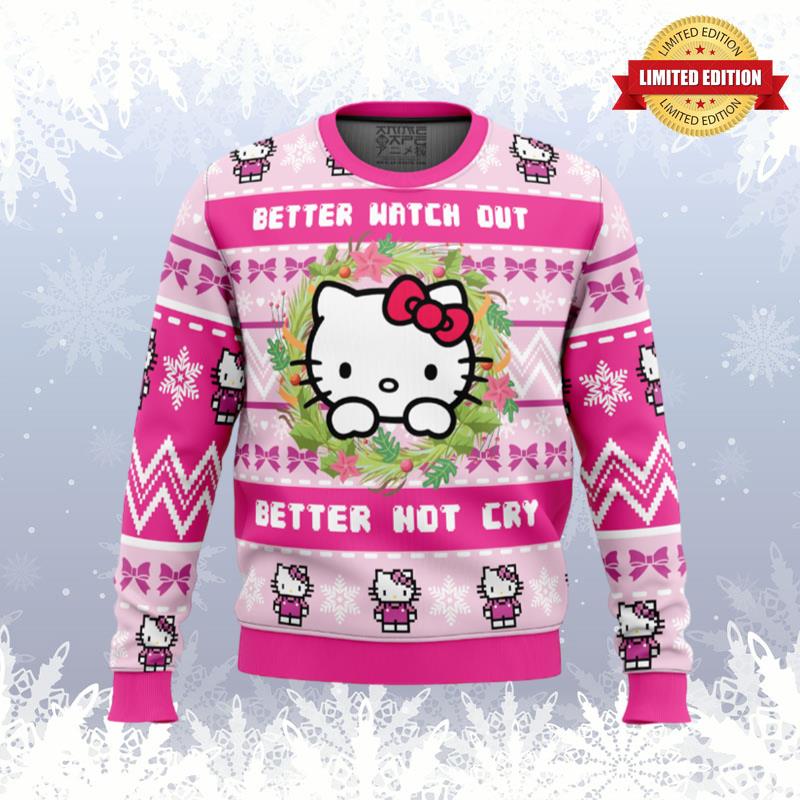 Hello Kitty is Coming to Town Ugly Sweaters For Men Women
