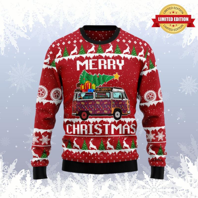 Hippie Car Merry Christmas Ugly Sweaters For Men Women