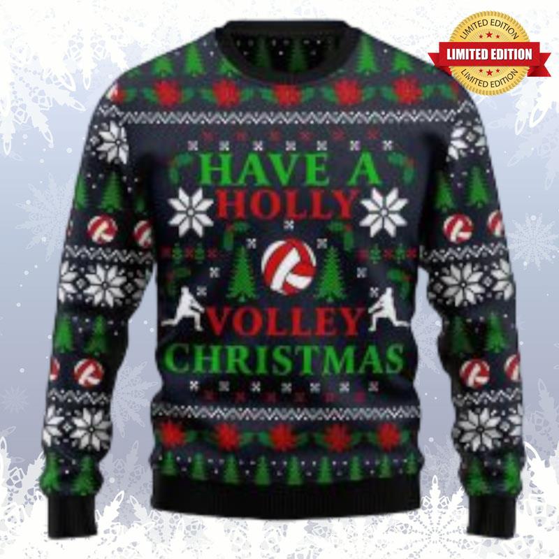 Holly Volley Volleyball Christmas Ugly Sweaters For Men Women