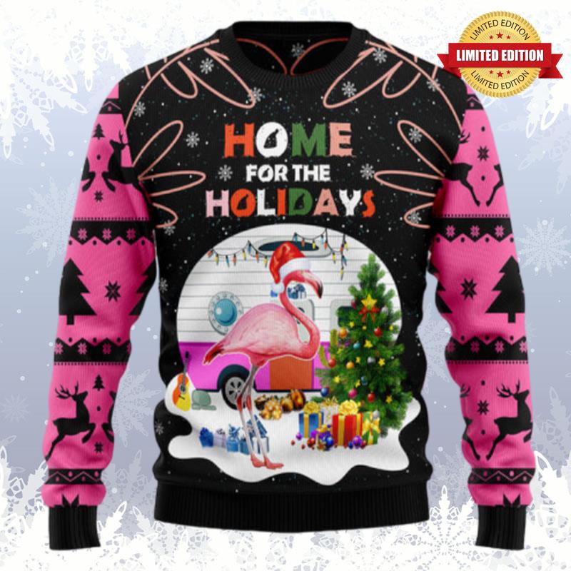 Home For The Holidays Flamingo Ugly Sweaters For Men Women