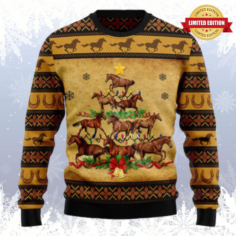 Horse Christmas Tree Ugly Sweaters For Men Women