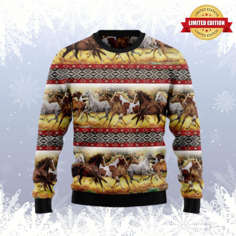 Horse Native American Pattern Ugly Sweaters For Men Women