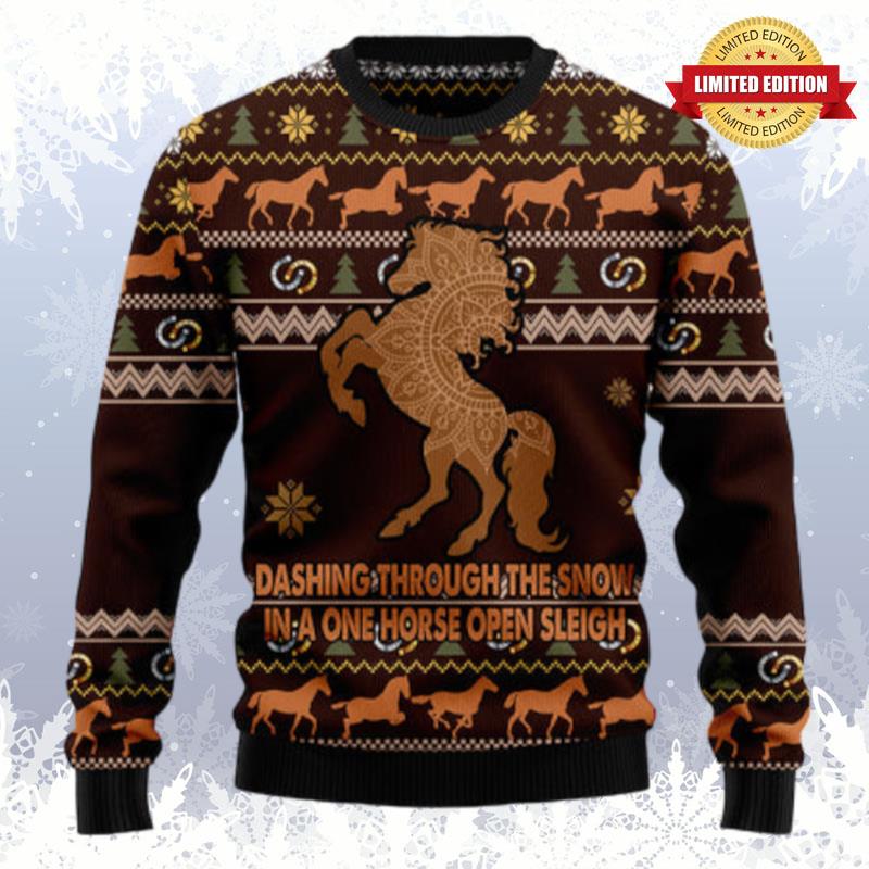 Horse Through Snow Ugly Sweaters For Men Women