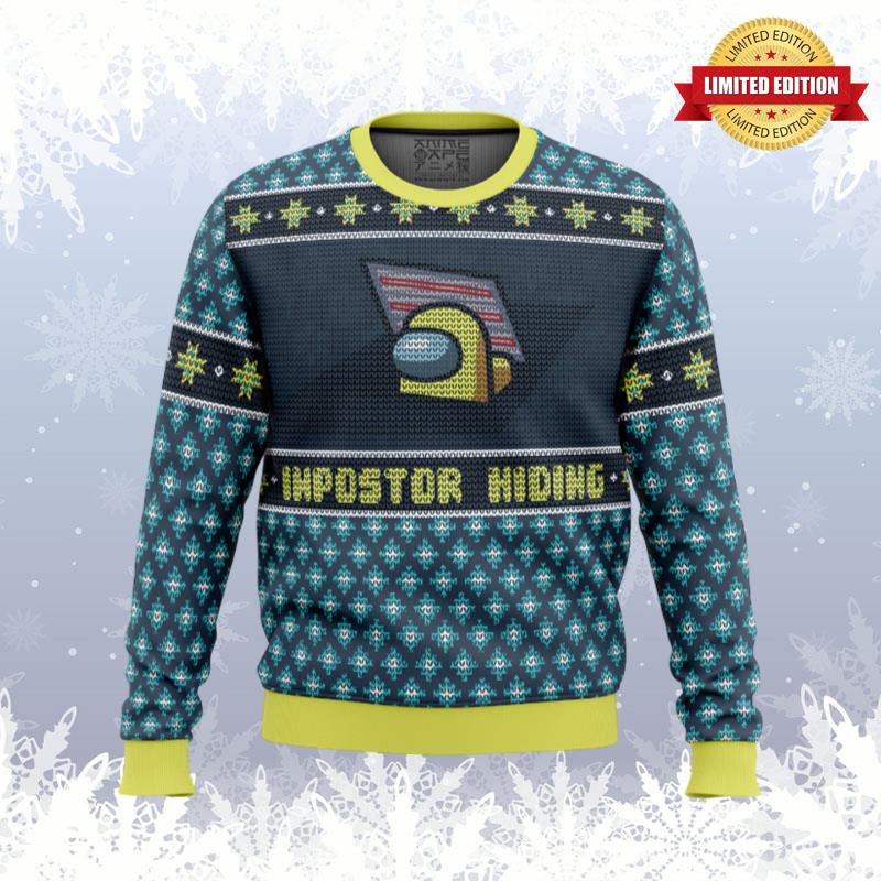 Impostor Hiding Among Us Ugly Sweaters For Men Women