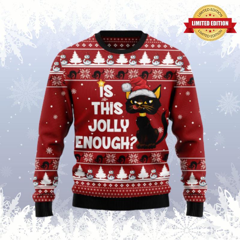 Is This Jolly Enough Black Cat Ugly Sweaters For Men Women