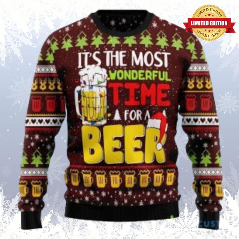 It'S The Most Wonderful Time For A Beer Christmas Ugly Sweaters For Men Women