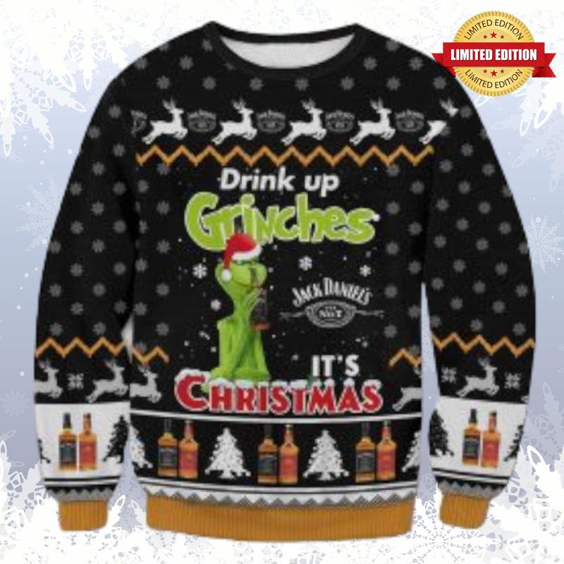 Jack Daniel'S Drink Up Grinch Ugly Sweaters For Men Women