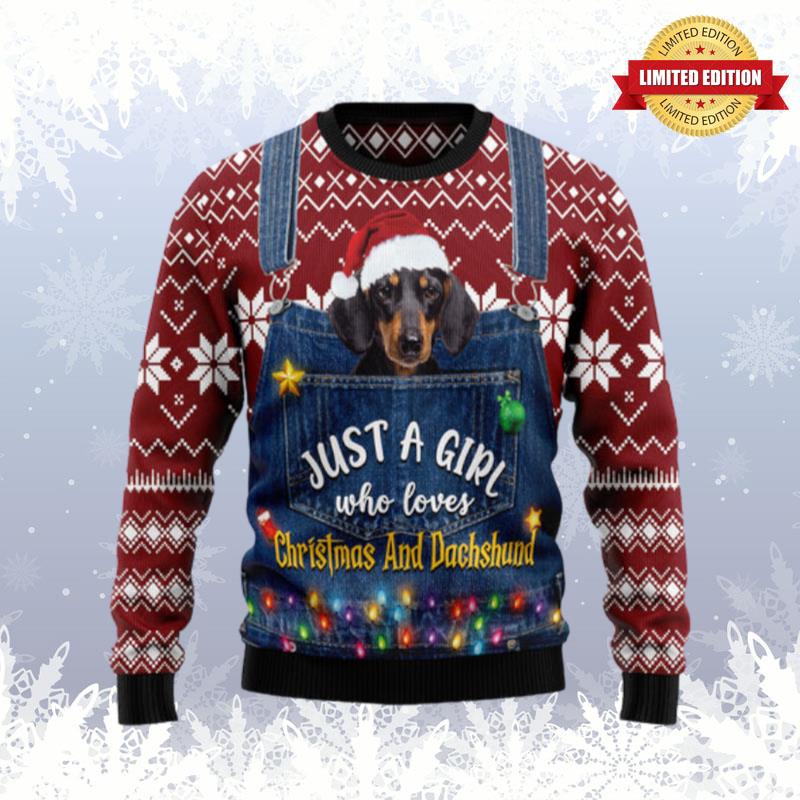 Just A Girl Who Loves Christmas And Dachshund Ugly Sweaters For Men Women