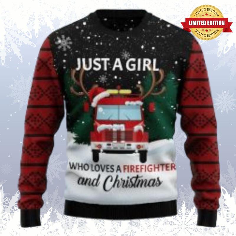 Just A Girl Who Loves Firefighter Ugly Sweaters For Men Women