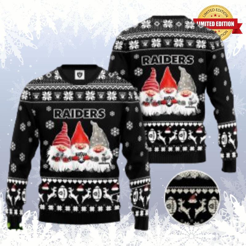 Las Vegas Raiders Gnome Noel Christmas Ugly Sweaters For Men Women