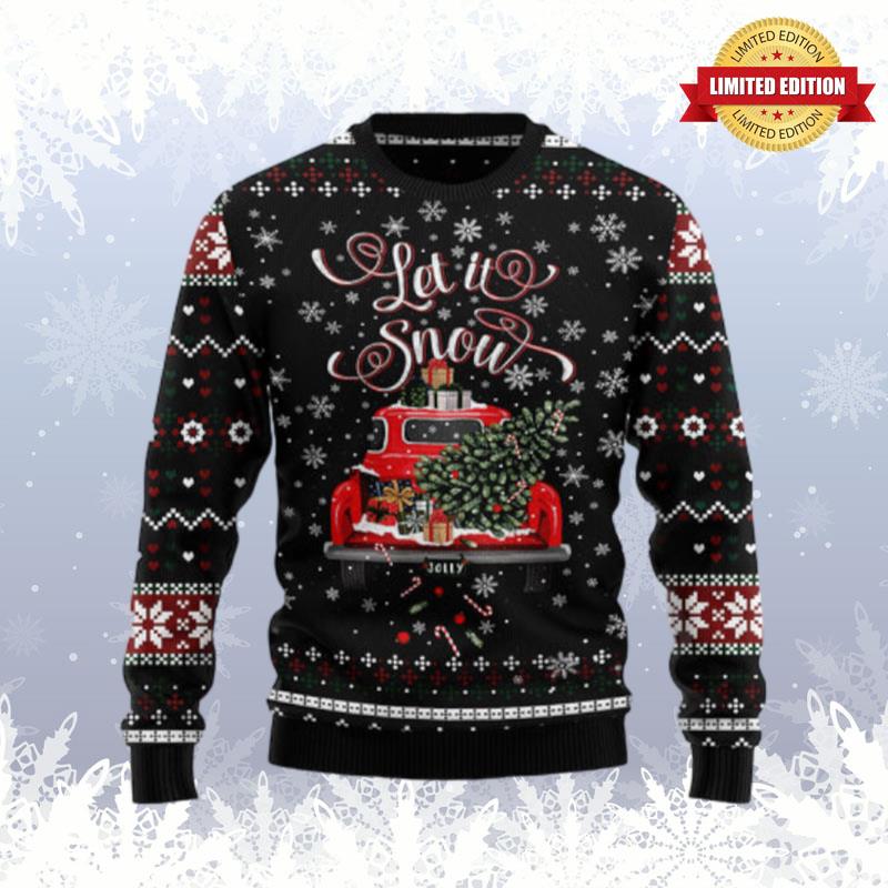 Let It Snow Red Truck Ugly Sweaters For Men Women