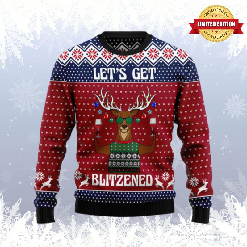 Let'S Get Blitzened Slouchy Ugly Sweaters For Men Women