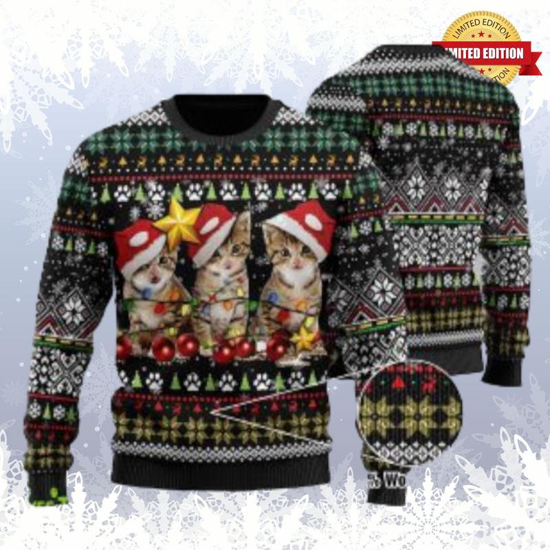 Little Cat Merry Christmas Ugly Sweaters For Men Women