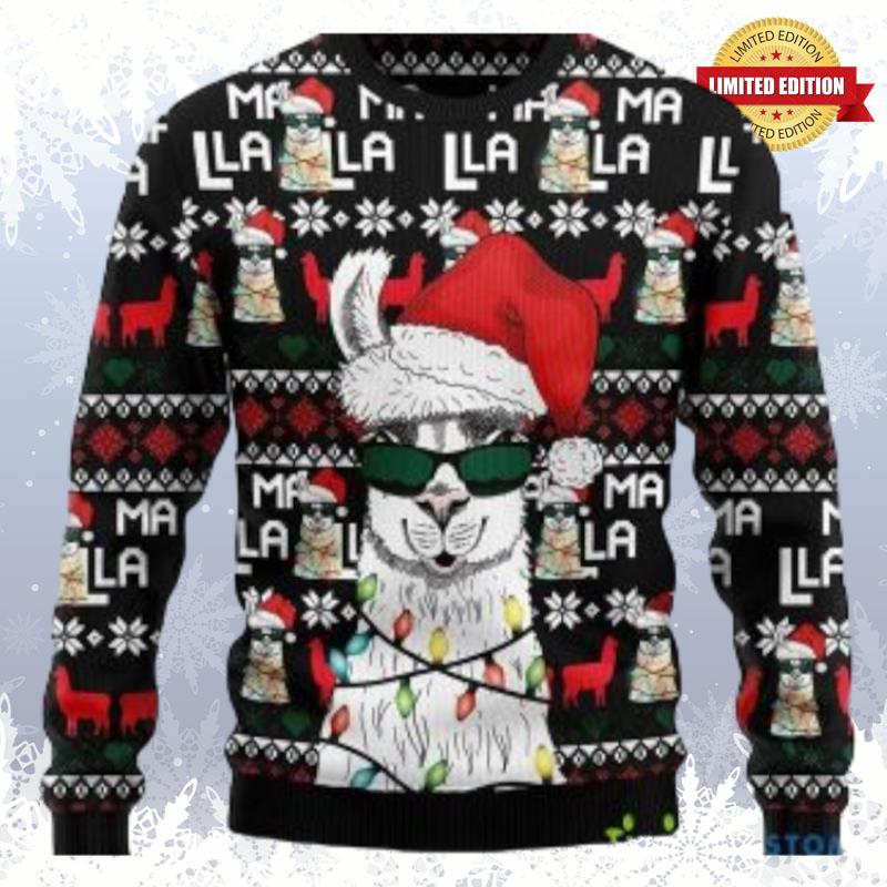 Llama Christmas Light Ugly Sweaters For Men Women