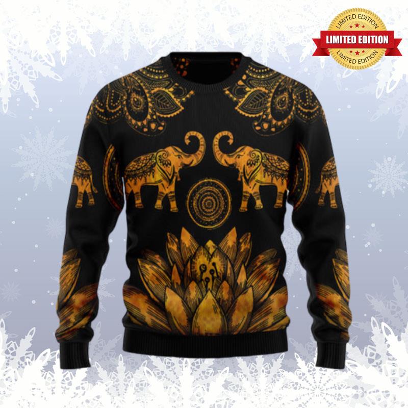 Lovely Gold Elephant Ugly Sweaters For Men Women