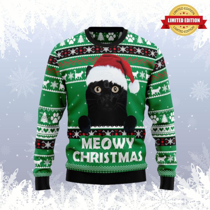 Meowy Black Cat Ugly Sweaters For Men Women