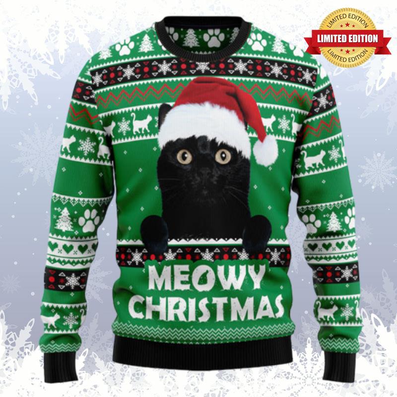 Meowy Black Cat Ugly Sweaters For Men Women