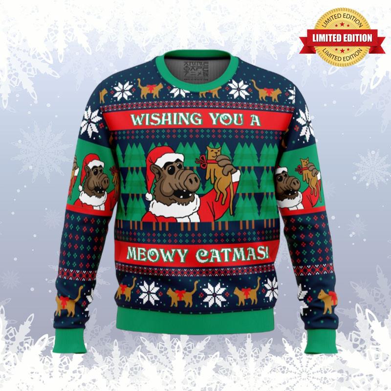 Meowy Catmas Alf Ugly Sweaters For Men Women