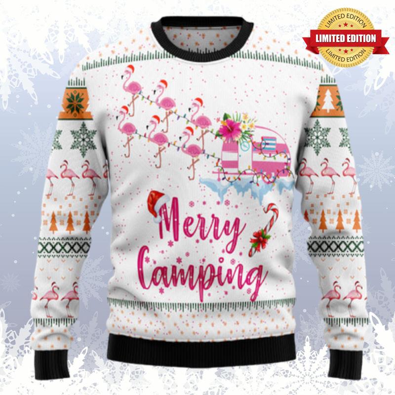 Merry Camping Flamingo Ugly Sweaters For Men Women