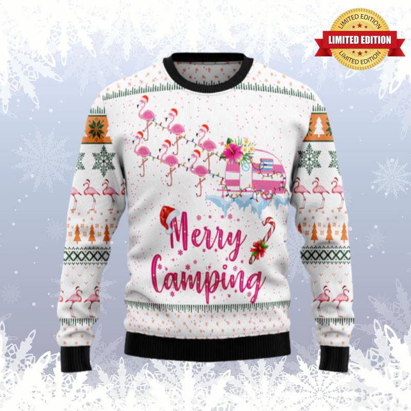 Merry Camping Flamingo Ugly Sweaters For Men Women