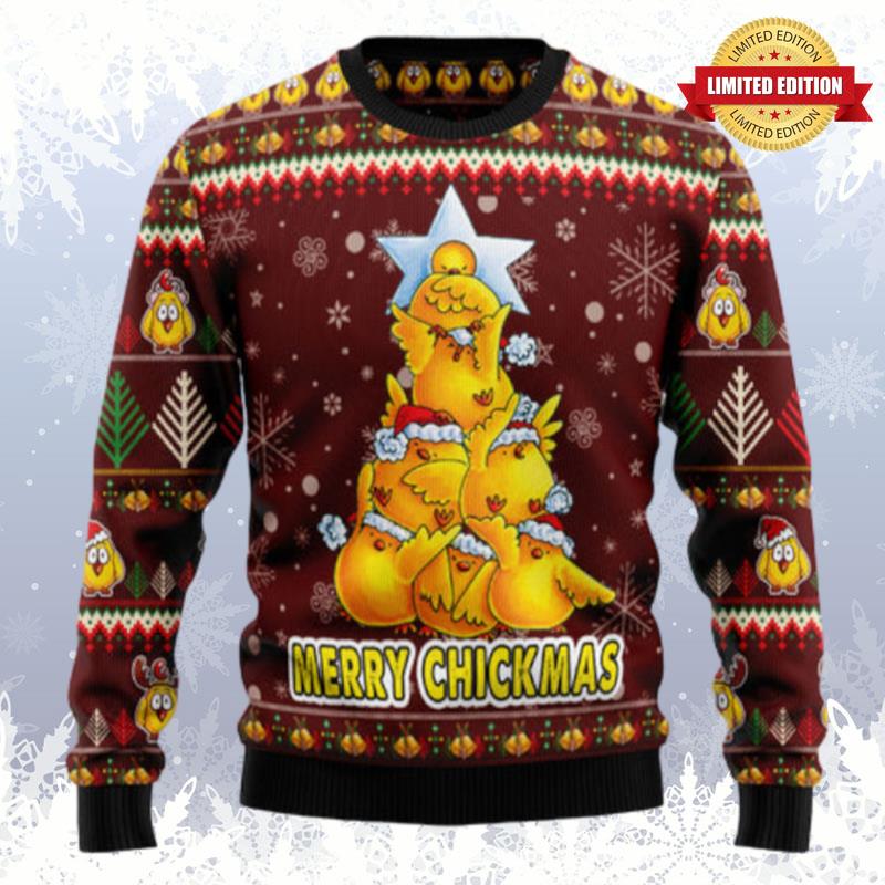 Merry Chickmas TG5129 - Ugly Christmas Sweater unisex womens & mens, couples matching, friends, chicken lover, funny family sweater gifts (plus size available) Ugly Sweaters For Men Women