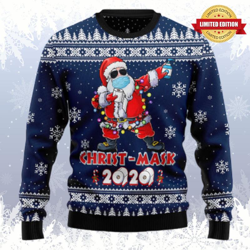 Merry Christ-mask 2020 HZ120904 unisex womens & mens, couples matching, friends, funny family ugly christmas holiday sweater gifts (plus size available) Ugly Sweaters For Men Women