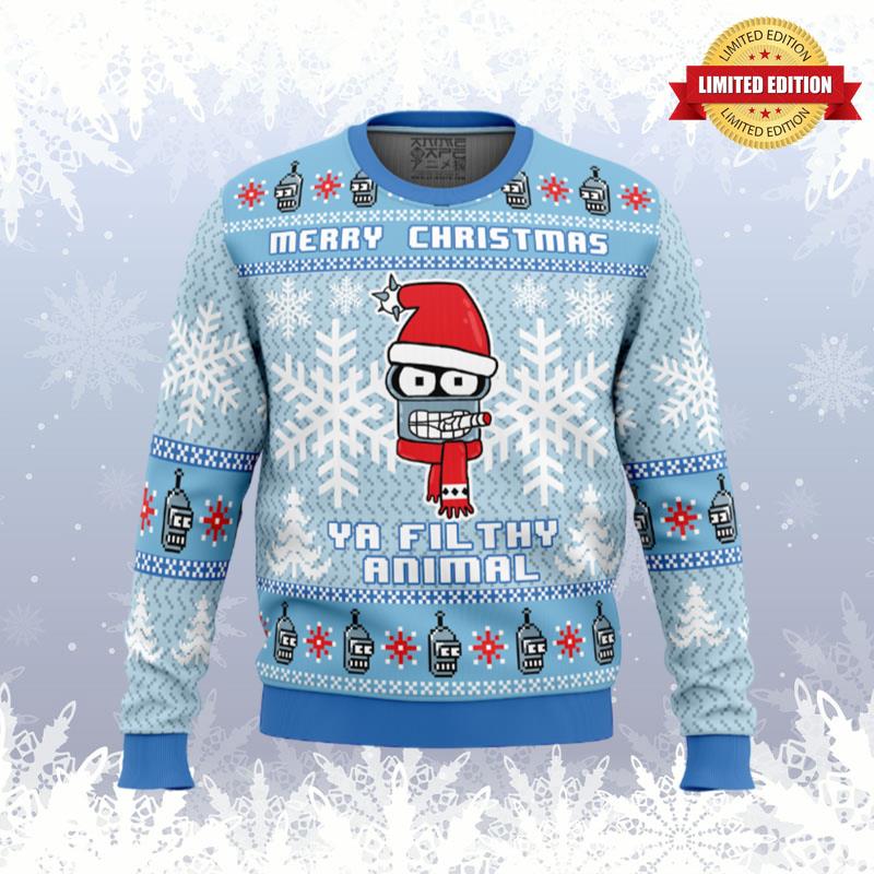 Merry Christmas Ya Filthy Animal Futurama Ugly Sweaters For Men Women