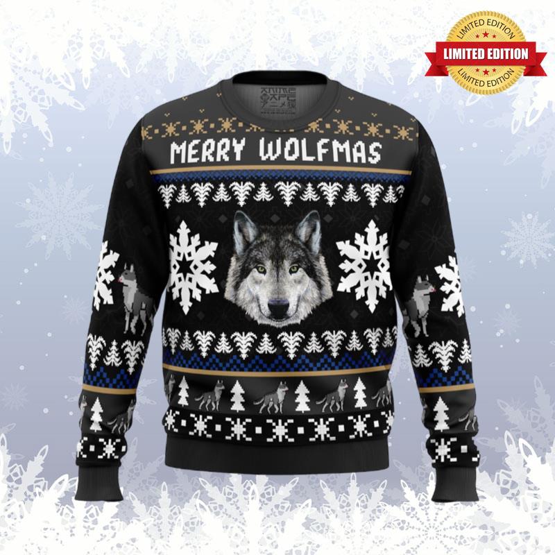 Merry Wolfmas Wolf Ugly Sweaters For Men Women