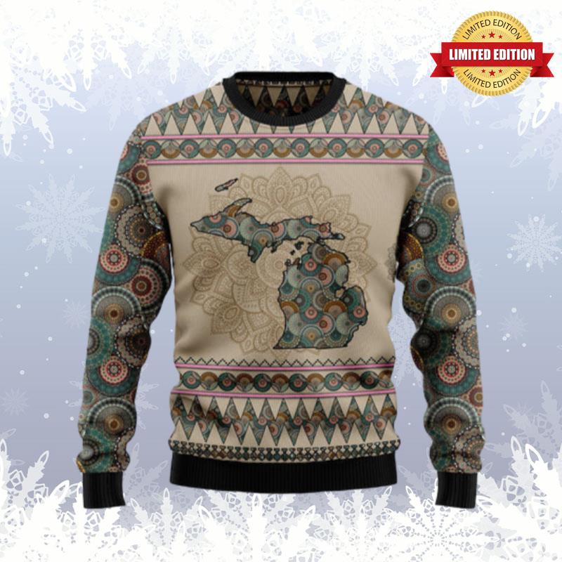 Michigan Mandala Ugly Sweaters For Men Women