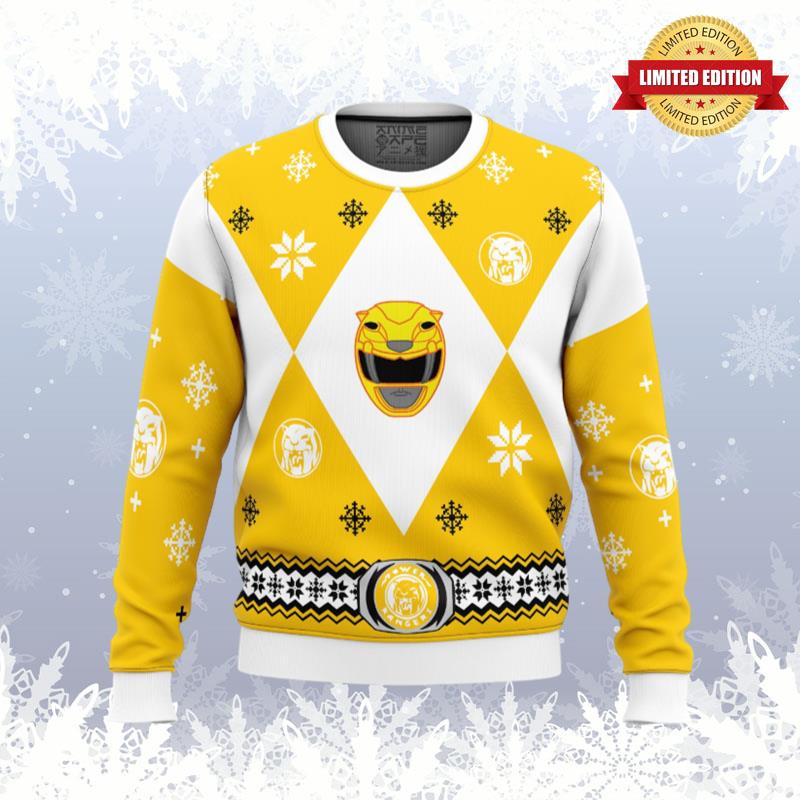 Mighty Morphin Power Rangers Yellow Ugly Sweaters For Men Women