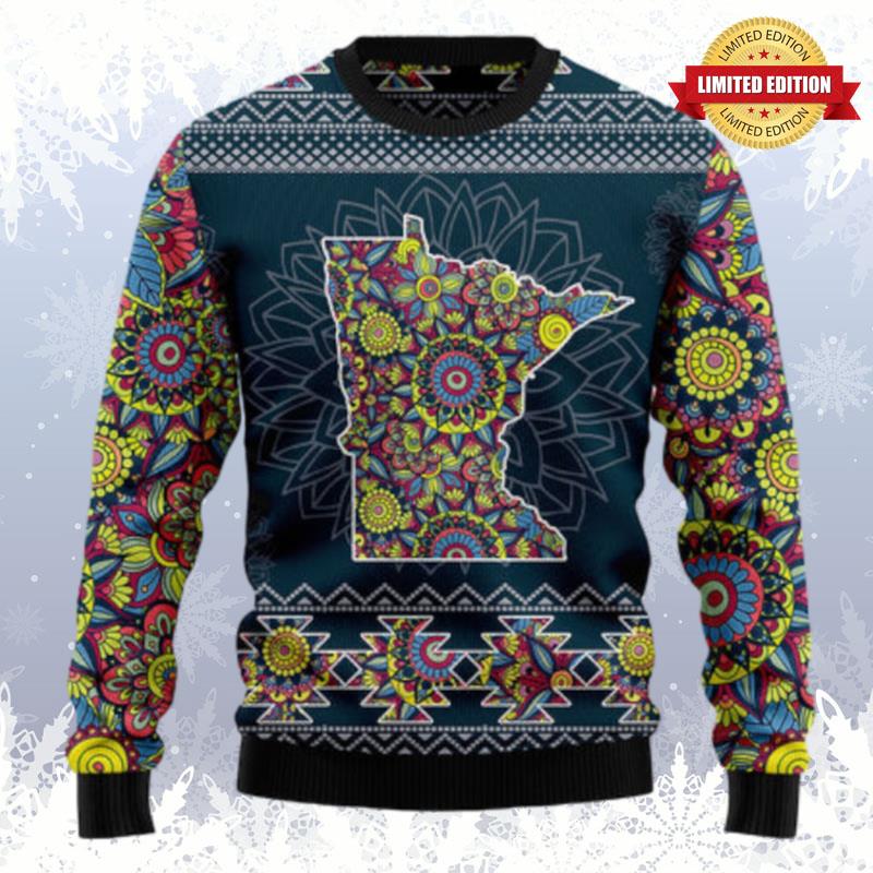 Minnesota Blue Mandala Ugly Sweaters For Men Women