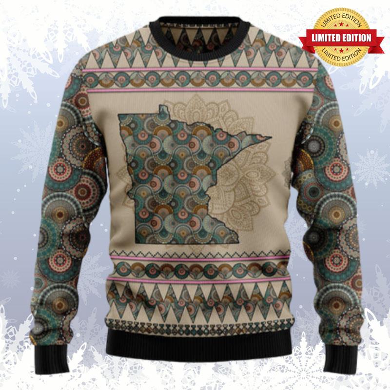 Minnesota Mandala T210 Ugly Christmas Sweater Ugly Sweaters For Men Women