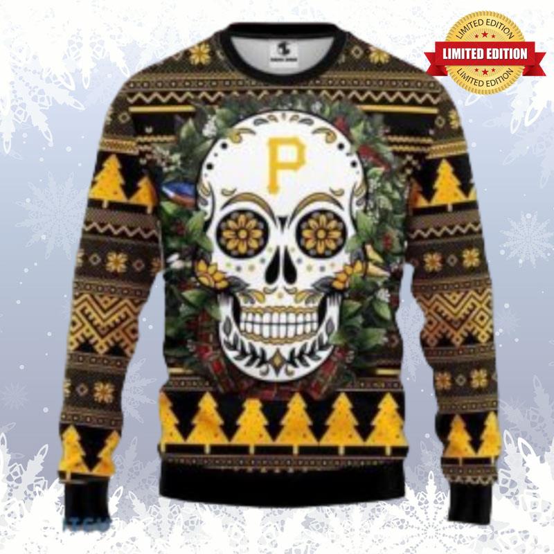 Mlb Pittsburgh Pirates Skull Flower Christmas Ugly Sweaters For Men Women