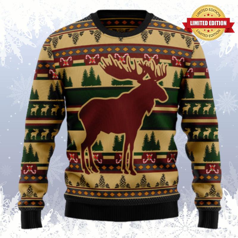 Moose Pattern Ugly Sweaters For Men Women