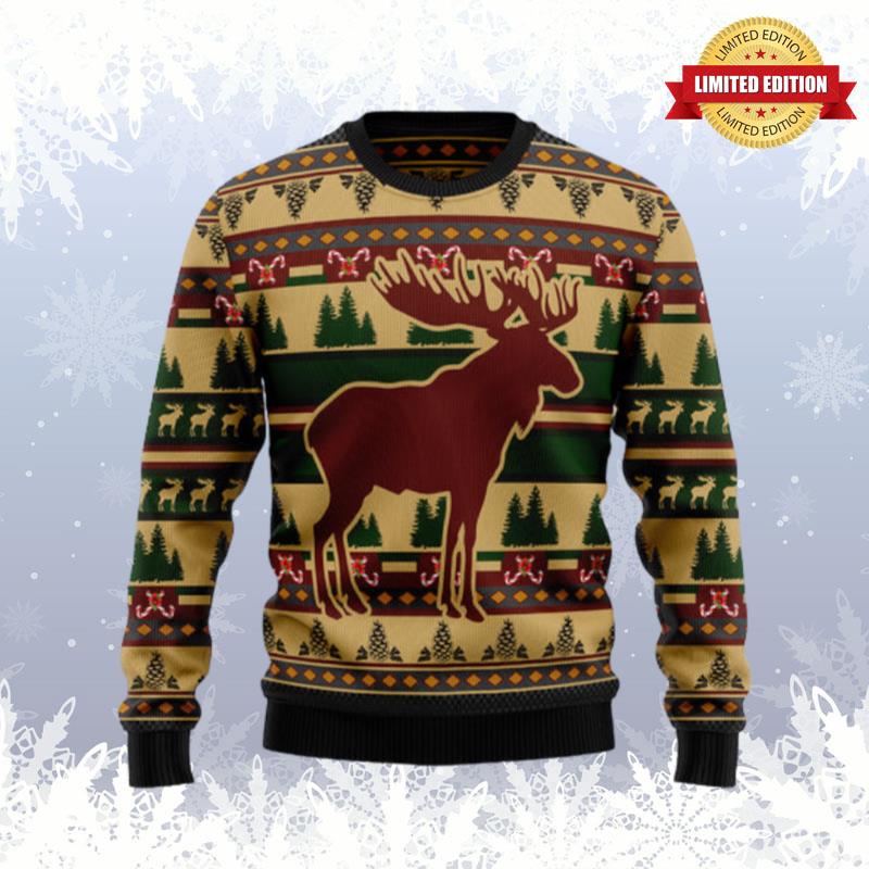 Moose Pattern Ugly Sweaters For Men Women