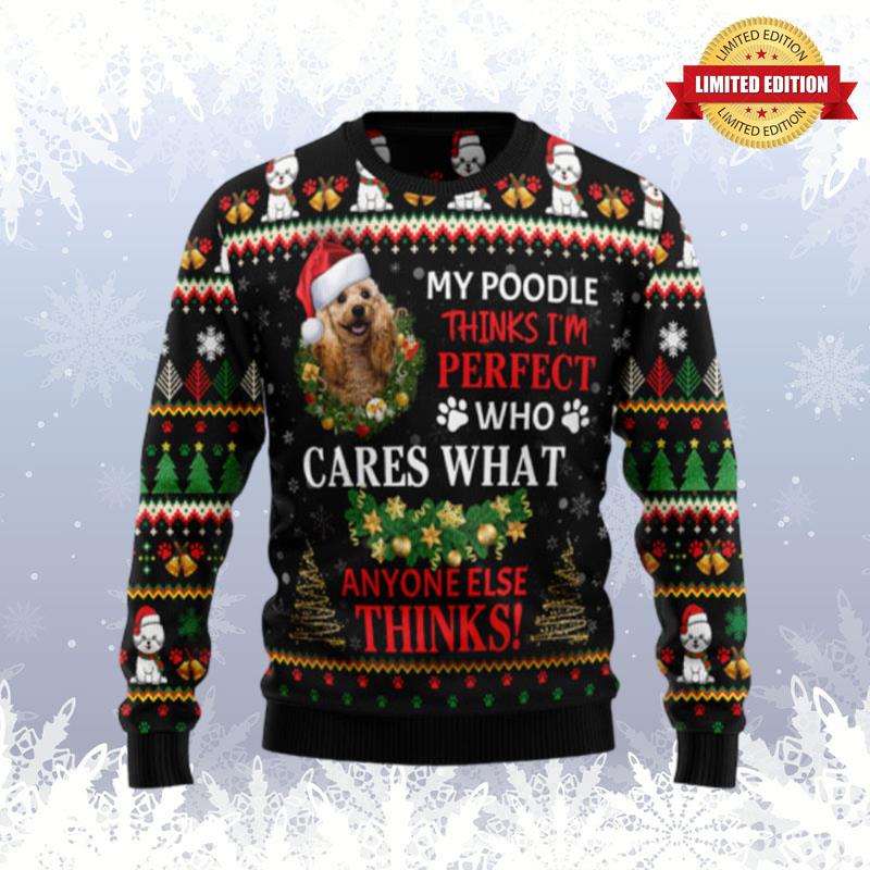 My Poodle Thinks I'M Perfect Ugly Sweaters For Men Women