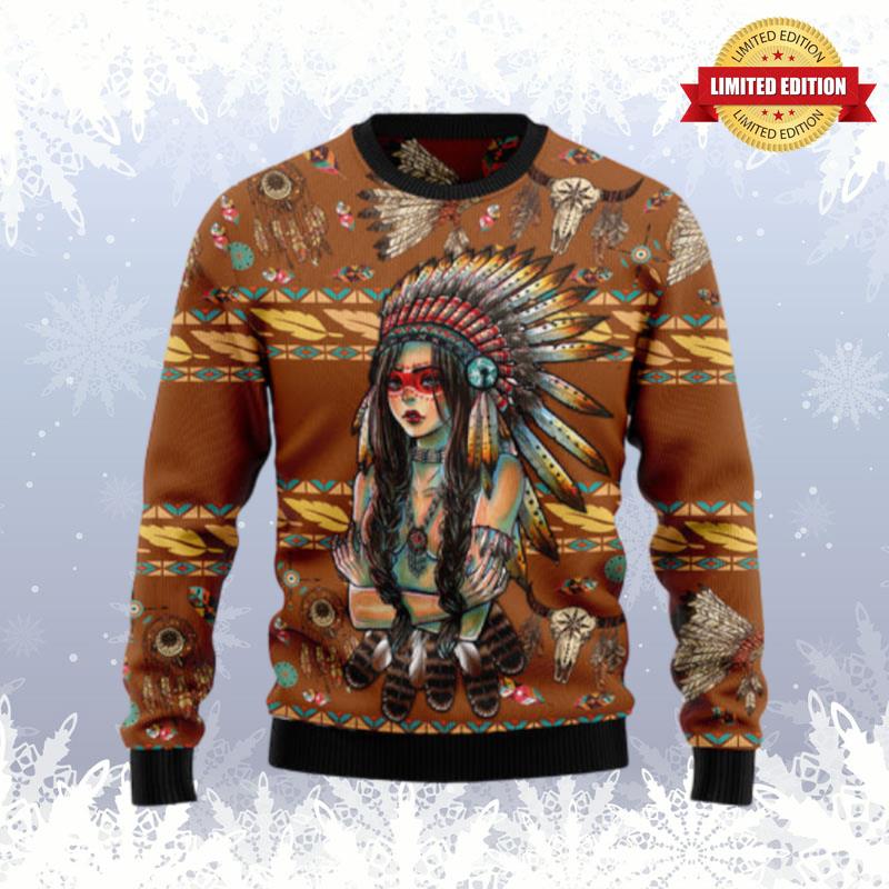 Native American Girl Ugly Sweaters For Men Women