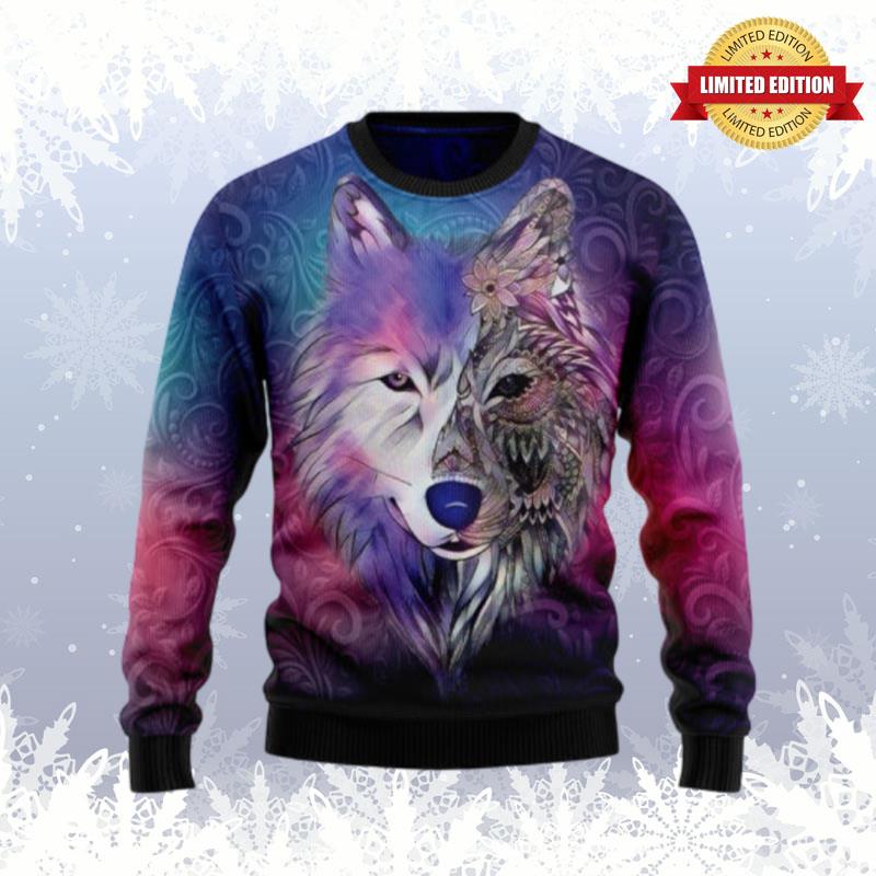 Native Wolf Ugly Sweaters For Men Women