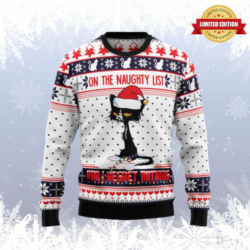 Naughty List Cat Meow Ugly Sweaters For Men Women