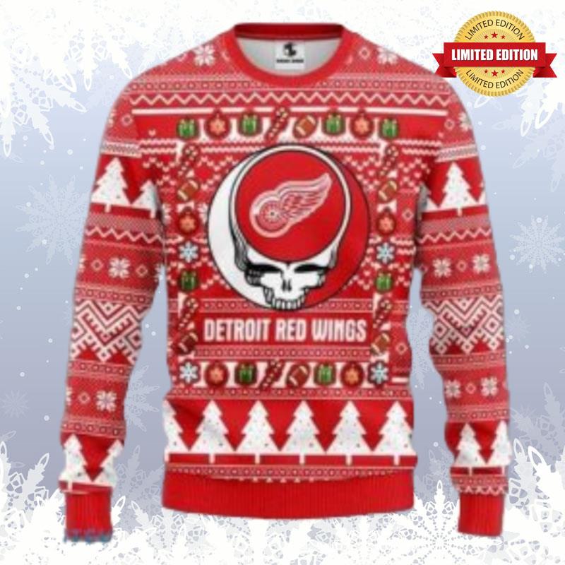 Nhl Detroit Red Wings Grateful Dead Christmas Ugly Sweaters For Men Women