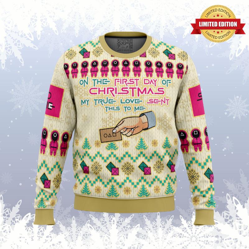 On the First Day of Christmas Squid Game Ugly Sweaters For Men Women