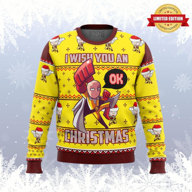 One Punch Saitama Ok Ugly Sweaters For Men Women