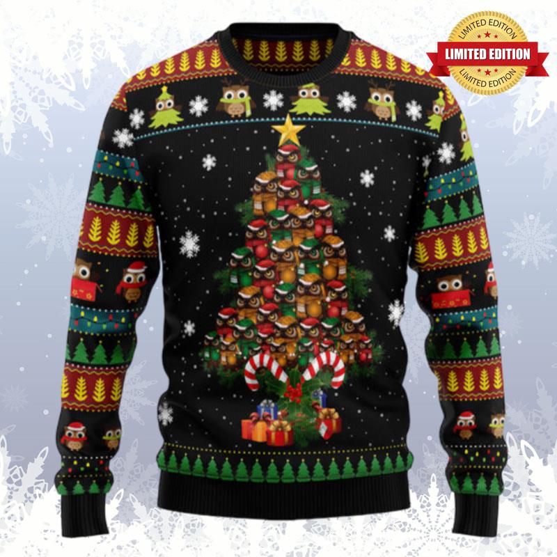 Owl Christmas Tree Ugly Sweaters For Men Women