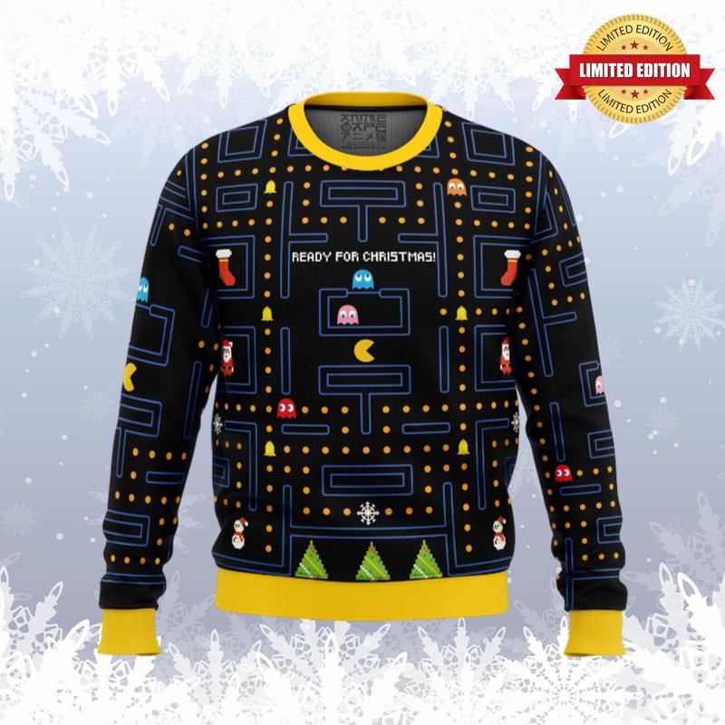 Pac Man Ready for Christmas Ugly Sweaters For Men Women