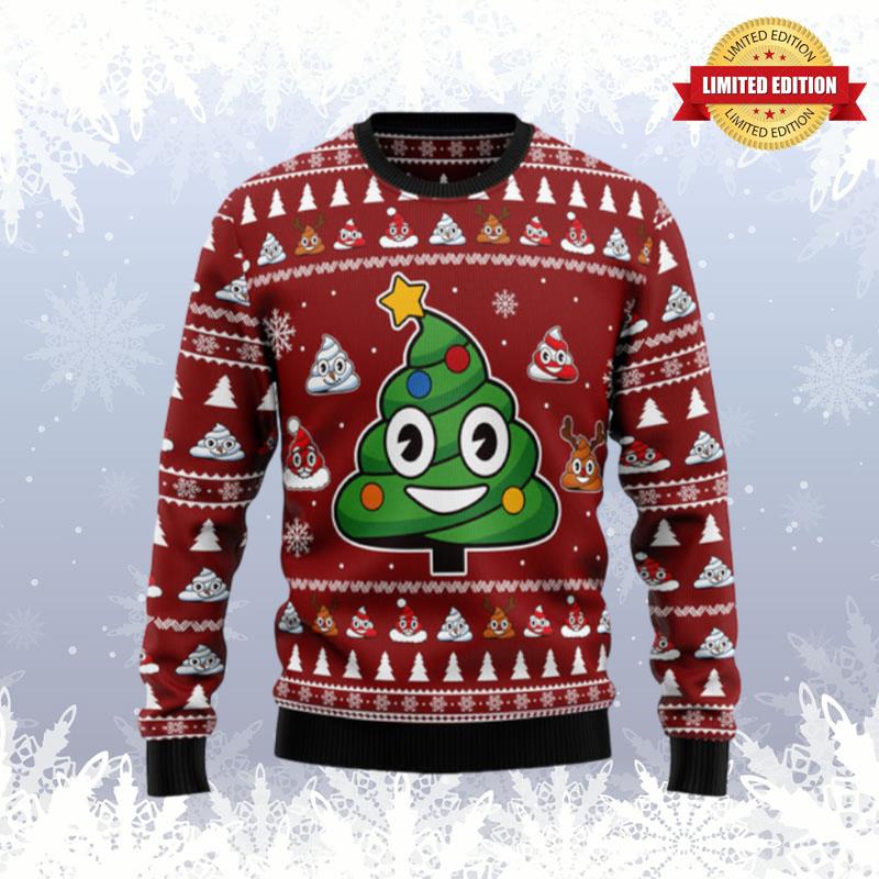 Poop Christmas Tree Emoji Funny Ugly Sweaters For Men Women