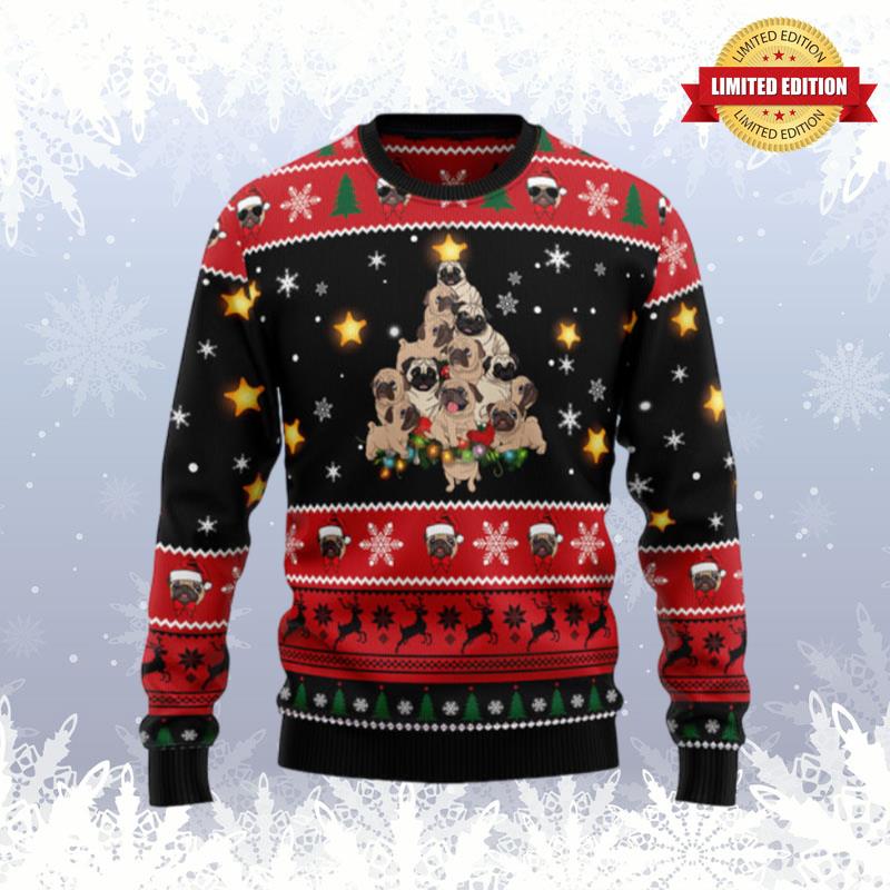 Pug Christmas Tree Ugly Sweaters For Men Women