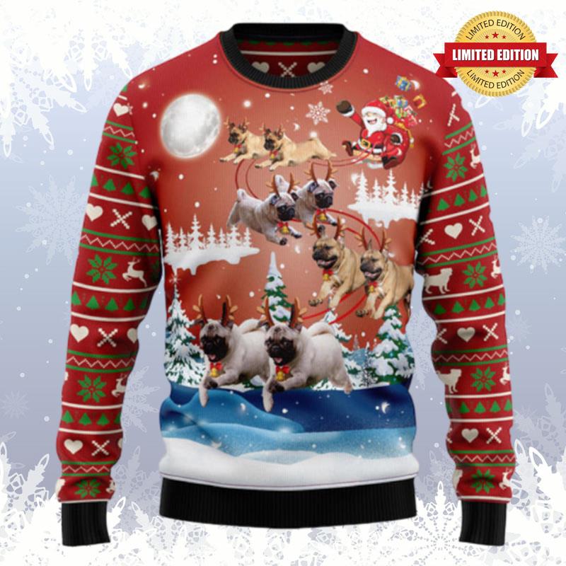 Pug Reindeer Ugly Sweaters For Men Women