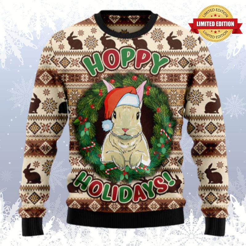 Rabbit Happy Holidays Ugly Sweaters For Men Women