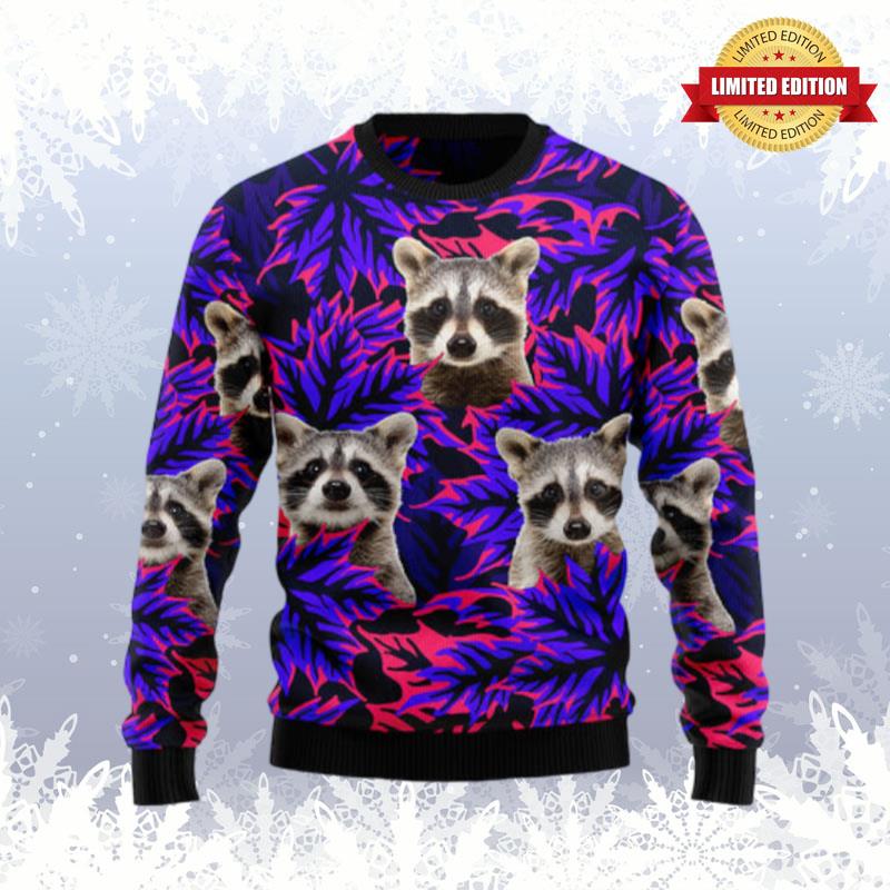 Raccoon Leaves Ugly Sweaters For Men Women