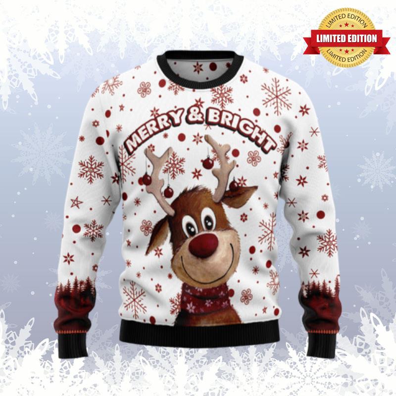 Reindeer Merry  Bright 2 Ugly Sweaters For Men Women